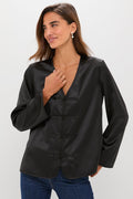 Black Satin Tatiana Blouse