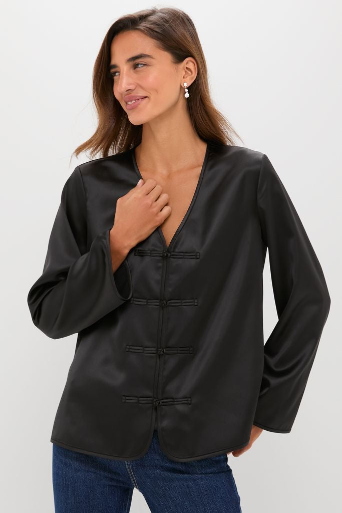 Black Satin Tatiana Blouse